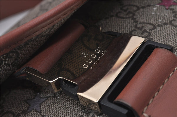 Authentic GUCCI GG Supreme Stars Shoulder Bag PVC Leather 201732 Brown 5466I