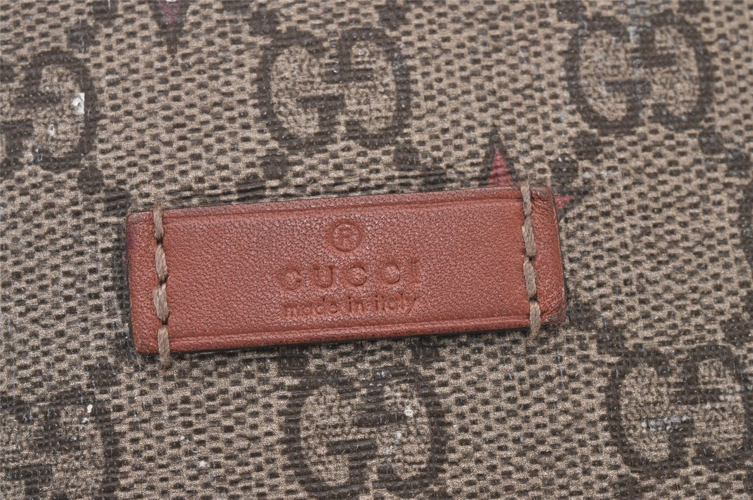 Authentic GUCCI GG Supreme Stars Shoulder Bag PVC Leather 201732 Brown 5466I