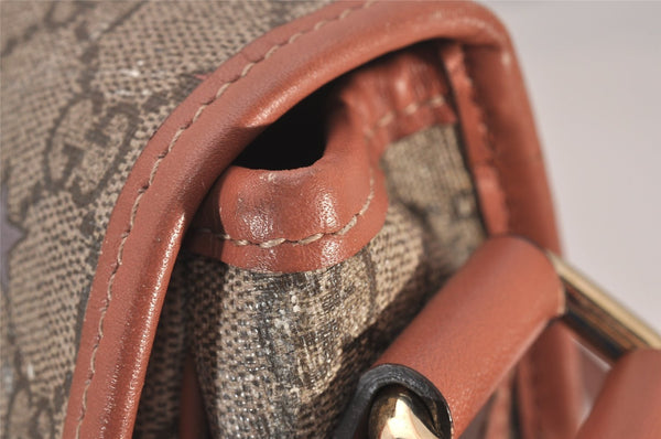 Authentic GUCCI GG Supreme Stars Shoulder Bag PVC Leather 201732 Brown 5466I