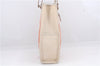 Authentic BURBERRY Stripe Shoulder Toe Bag Canvas Leather Ivory Orange 5469D