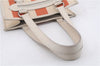 Authentic BURBERRY Stripe Shoulder Toe Bag Canvas Leather Ivory Orange 5469D