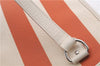 Authentic BURBERRY Stripe Shoulder Toe Bag Canvas Leather Ivory Orange 5469D