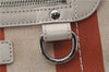 Authentic BURBERRY Stripe Shoulder Toe Bag Canvas Leather Ivory Orange 5469D