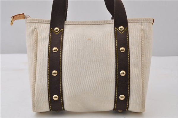 Authentic Louis Vuitton Antigua Cabas PM Hand Bag White Brown M40039 LV 5473F