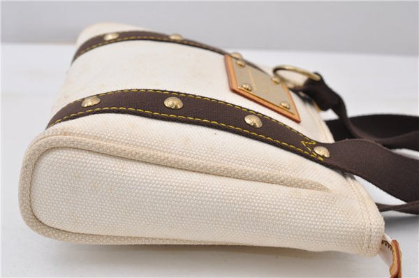 Authentic Louis Vuitton Antigua Cabas PM Hand Bag White Brown M40039 LV 5473F