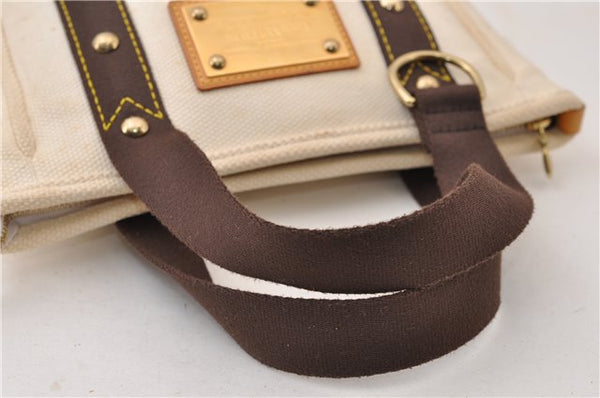 Authentic Louis Vuitton Antigua Cabas PM Hand Bag White Brown M40039 LV 5473F