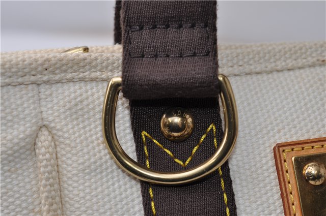 Authentic Louis Vuitton Antigua Cabas PM Hand Bag White Brown M40039 LV 5473F