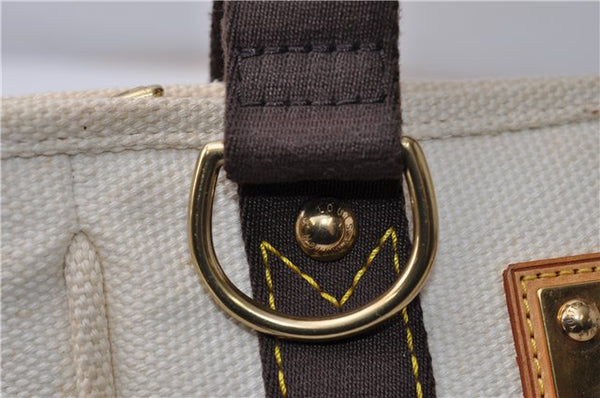Authentic Louis Vuitton Antigua Cabas PM Hand Bag White Brown M40039 LV 5473F