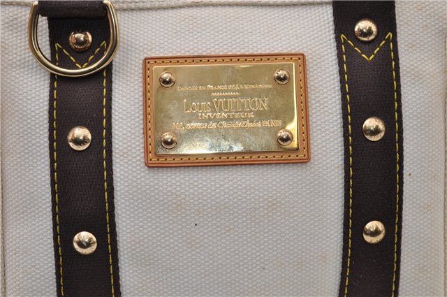 Authentic Louis Vuitton Antigua Cabas PM Hand Bag White Brown M40039 LV 5473F