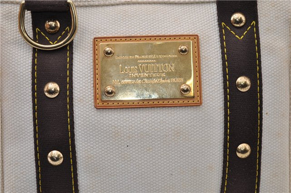 Authentic Louis Vuitton Antigua Cabas PM Hand Bag White Brown M40039 LV 5473F