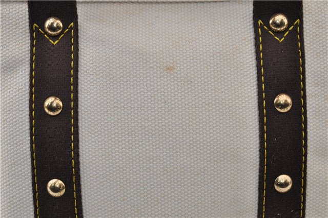 Authentic Louis Vuitton Antigua Cabas PM Hand Bag White Brown M40039 LV 5473F