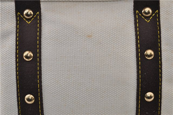 Authentic Louis Vuitton Antigua Cabas PM Hand Bag White Brown M40039 LV 5473F