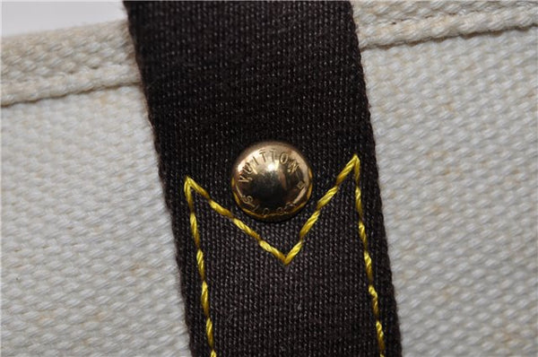 Authentic Louis Vuitton Antigua Cabas PM Hand Bag White Brown M40039 LV 5473F