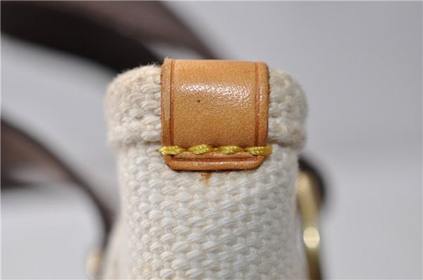 Authentic Louis Vuitton Antigua Cabas PM Hand Bag White Brown M40039 LV 5473F