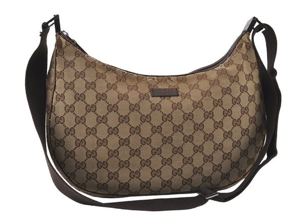 Authentic GUCCI Shoulder Cross Body Bag GG Canvas Leather 122790 Brown 5479I