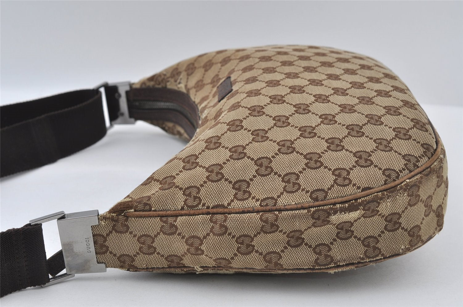 Authentic GUCCI Shoulder Cross Body Bag GG Canvas Leather 122790 Brown 5479I