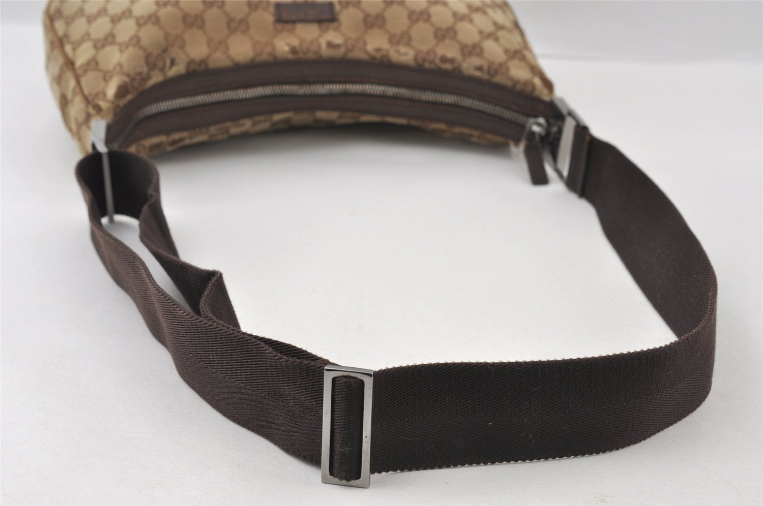 Authentic GUCCI Shoulder Cross Body Bag GG Canvas Leather 122790 Brown 5479I