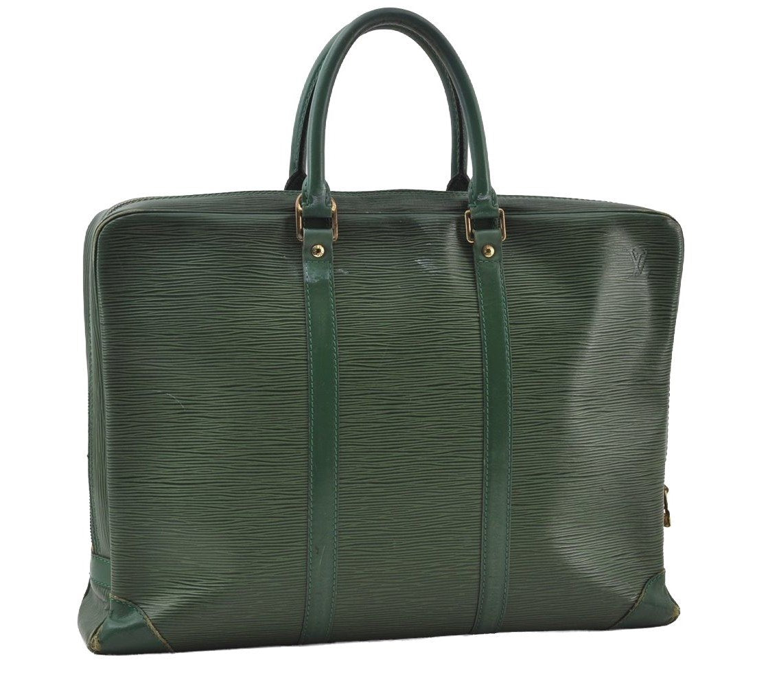 Authentic Louis Vuitton Epi Porte Documents Voyage Briefcase M54474 Green  5482I