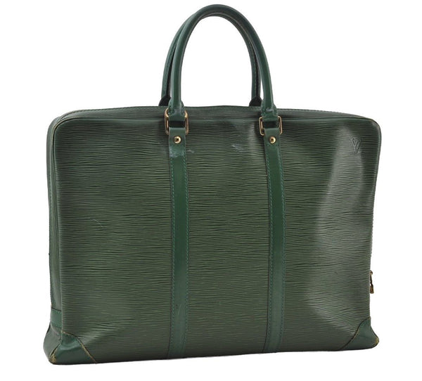 Authentic Louis Vuitton Epi Porte Documents Voyage Briefcase M54474 Green  5482I