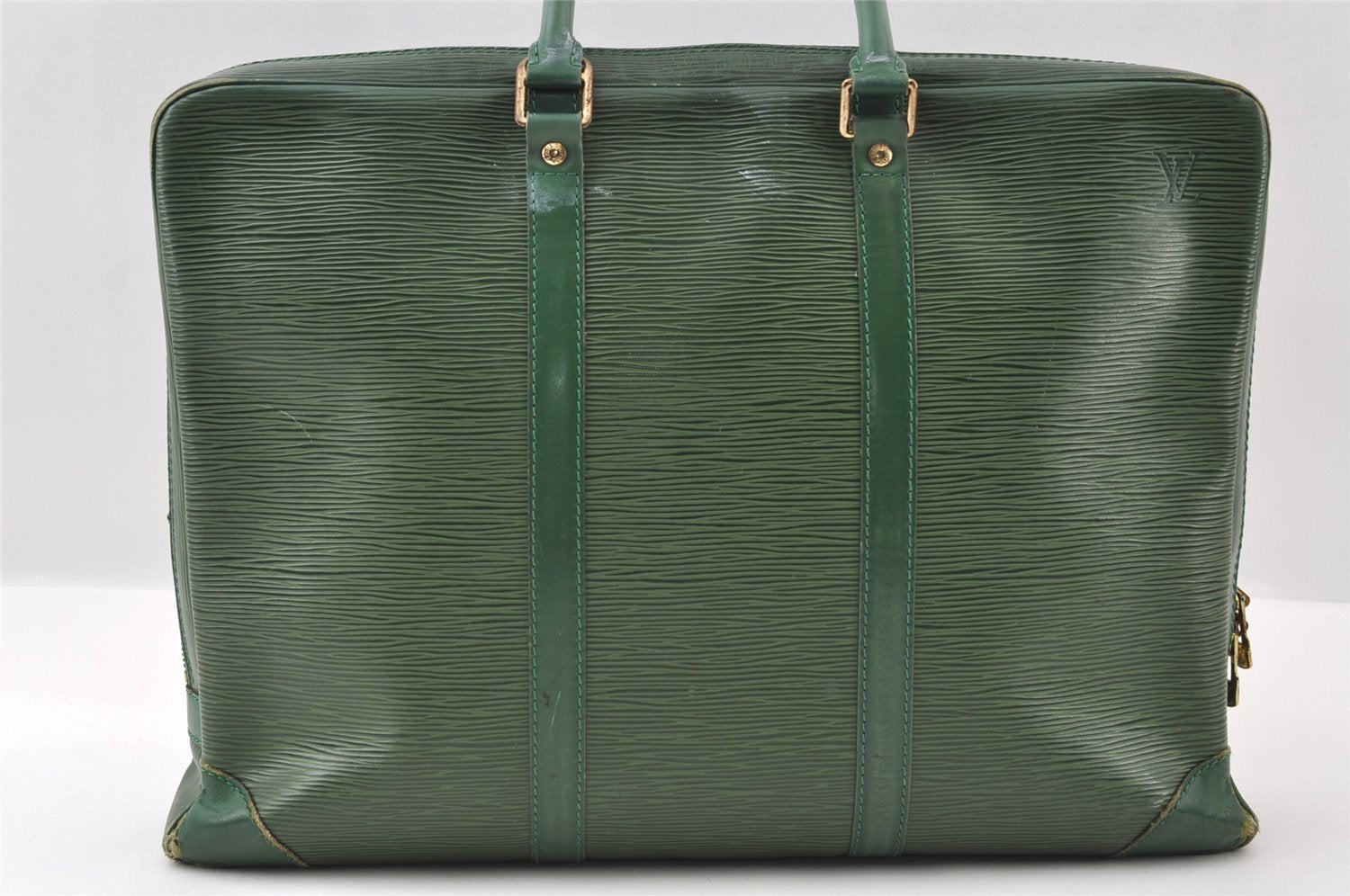 Authentic Louis Vuitton Epi Porte Documents Voyage Briefcase M54474 Green  5482I