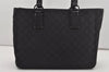 Authentic GUCCI Vintage Shoulder Tote Bag GG Canvas Leather 113017 Black 5486I