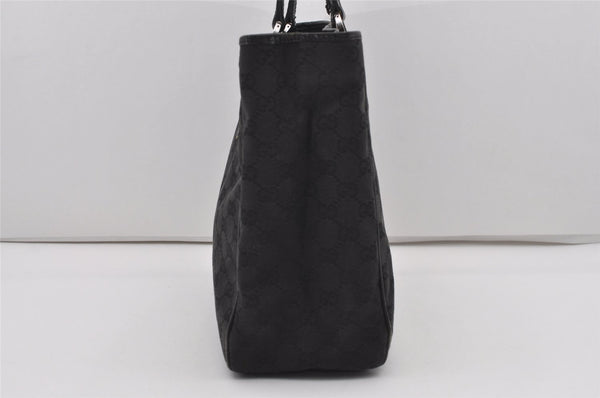 Authentic GUCCI Vintage Shoulder Tote Bag GG Canvas Leather 113017 Black 5486I