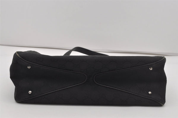 Authentic GUCCI Vintage Shoulder Tote Bag GG Canvas Leather 113017 Black 5486I
