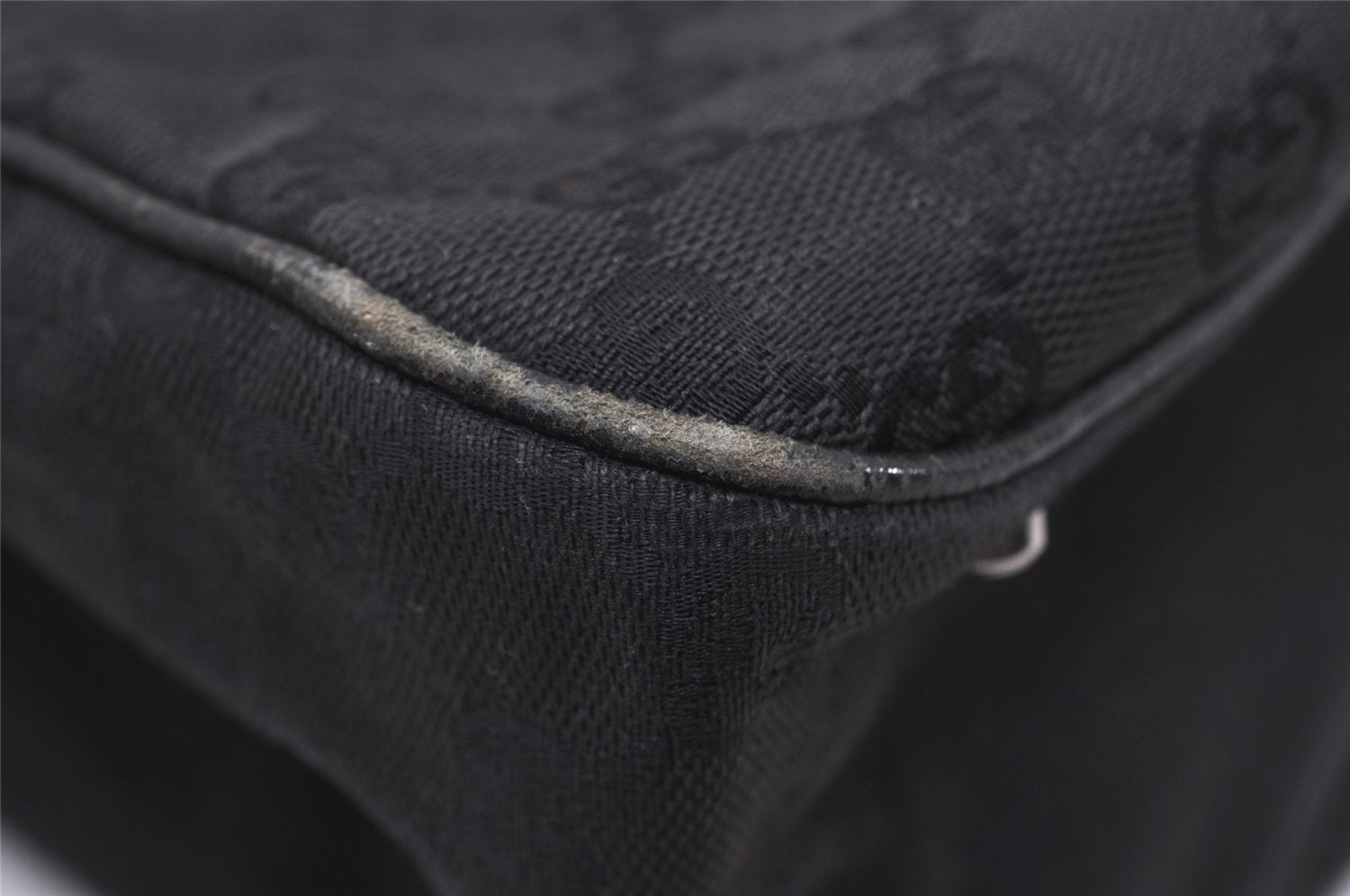 Authentic GUCCI Vintage Shoulder Tote Bag GG Canvas Leather 113017 Black 5486I