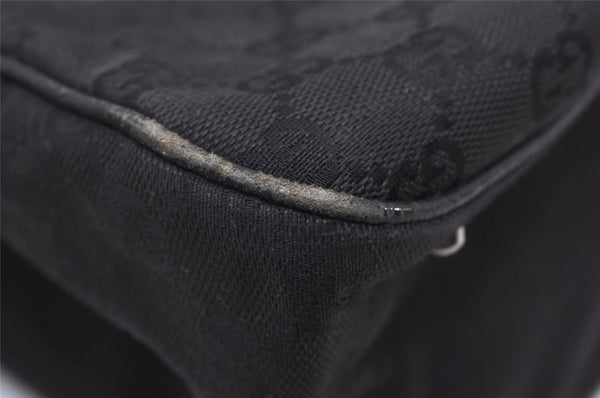 Authentic GUCCI Vintage Shoulder Tote Bag GG Canvas Leather 113017 Black 5486I