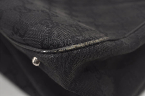Authentic GUCCI Vintage Shoulder Tote Bag GG Canvas Leather 113017 Black 5486I