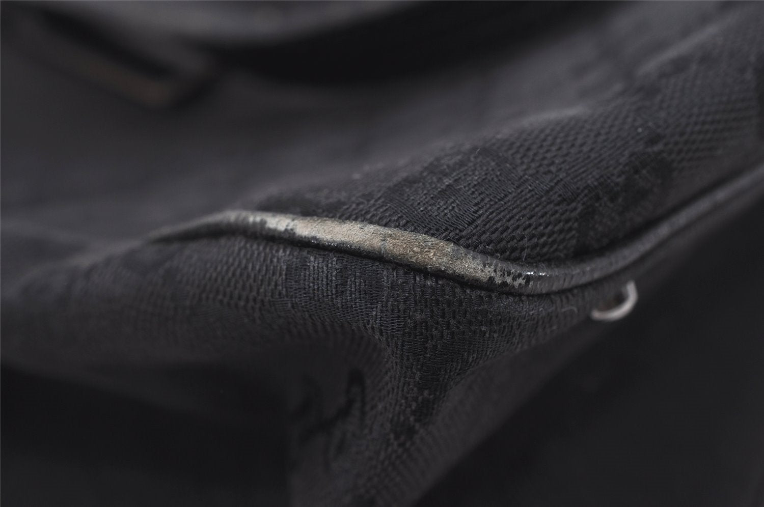 Authentic GUCCI Vintage Shoulder Tote Bag GG Canvas Leather 113017 Black 5486I