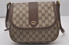 Authentic GUCCI Shoulder Cross Body Bag Purse GG PVC Leather Brown Junk 5487I