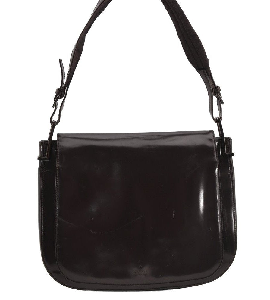 Authentic GUCCI Vintage Shoulder Bag Purse Leather 0013195 Brown 5488I