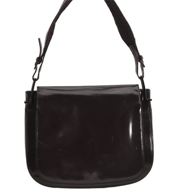 Authentic GUCCI Vintage Shoulder Bag Purse Leather 0013195 Brown 5488I