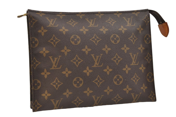 Auth Louis Vuitton Monogram Poche Toilette 26 Cosmetics Pouch M47542 LV 5492E
