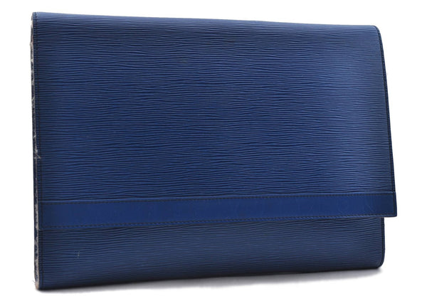 Auth LOUIS VUITTON Epi Pochette Enveloppe Document Case Blue M52585 LV 5501C