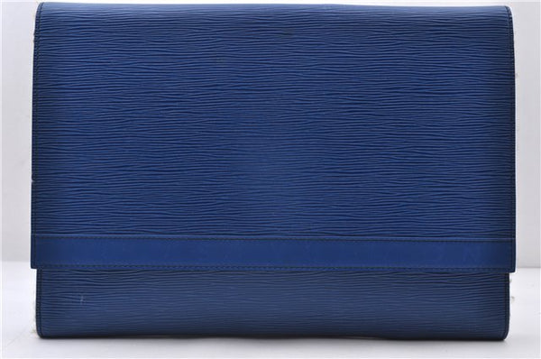 Auth LOUIS VUITTON Epi Pochette Enveloppe Document Case Blue M52585 LV 5501C