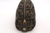 Authentic FENDI Vintage Zucca Pouch Purse Canvas Leather Brown 5505F