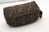 Authentic FENDI Vintage Zucca Pouch Purse Canvas Leather Brown 5505F