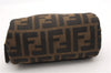 Authentic FENDI Vintage Zucca Pouch Purse Canvas Leather Brown 5505F