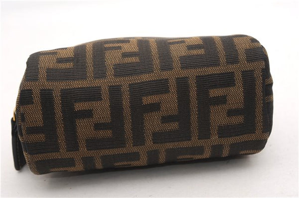 Authentic FENDI Vintage Zucca Pouch Purse Canvas Leather Brown 5505F