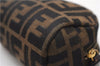 Authentic FENDI Vintage Zucca Pouch Purse Canvas Leather Brown 5505F