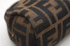 Authentic FENDI Vintage Zucca Pouch Purse Canvas Leather Brown 5505F