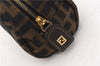 Authentic FENDI Vintage Zucca Pouch Purse Canvas Leather Brown 5505F