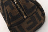 Authentic FENDI Vintage Zucca Pouch Purse Canvas Leather Brown 5505F