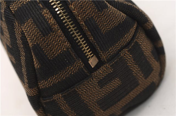 Authentic FENDI Vintage Zucca Pouch Purse Canvas Leather Brown 5505F
