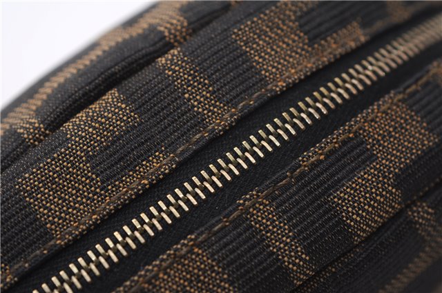 Authentic FENDI Vintage Zucca Pouch Purse Canvas Leather Brown 5505F