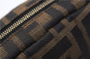 Authentic FENDI Vintage Zucca Pouch Purse Canvas Leather Brown 5505F