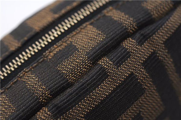 Authentic FENDI Vintage Zucca Pouch Purse Canvas Leather Brown 5505F