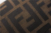 Authentic FENDI Vintage Zucca Pouch Purse Canvas Leather Brown 5505F